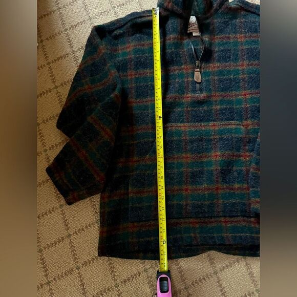 Woolrich Original outerwear wool plaid with green 1/2 zip L - Picture 6 of 10